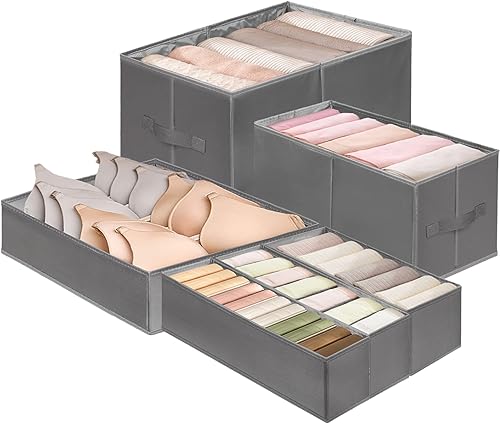 ULENDIS Paquete de 6 organizadores de ropa lavables mejorados organizadores de ropa de 6711 con rejillas para ropa plegada con asas y tablero de