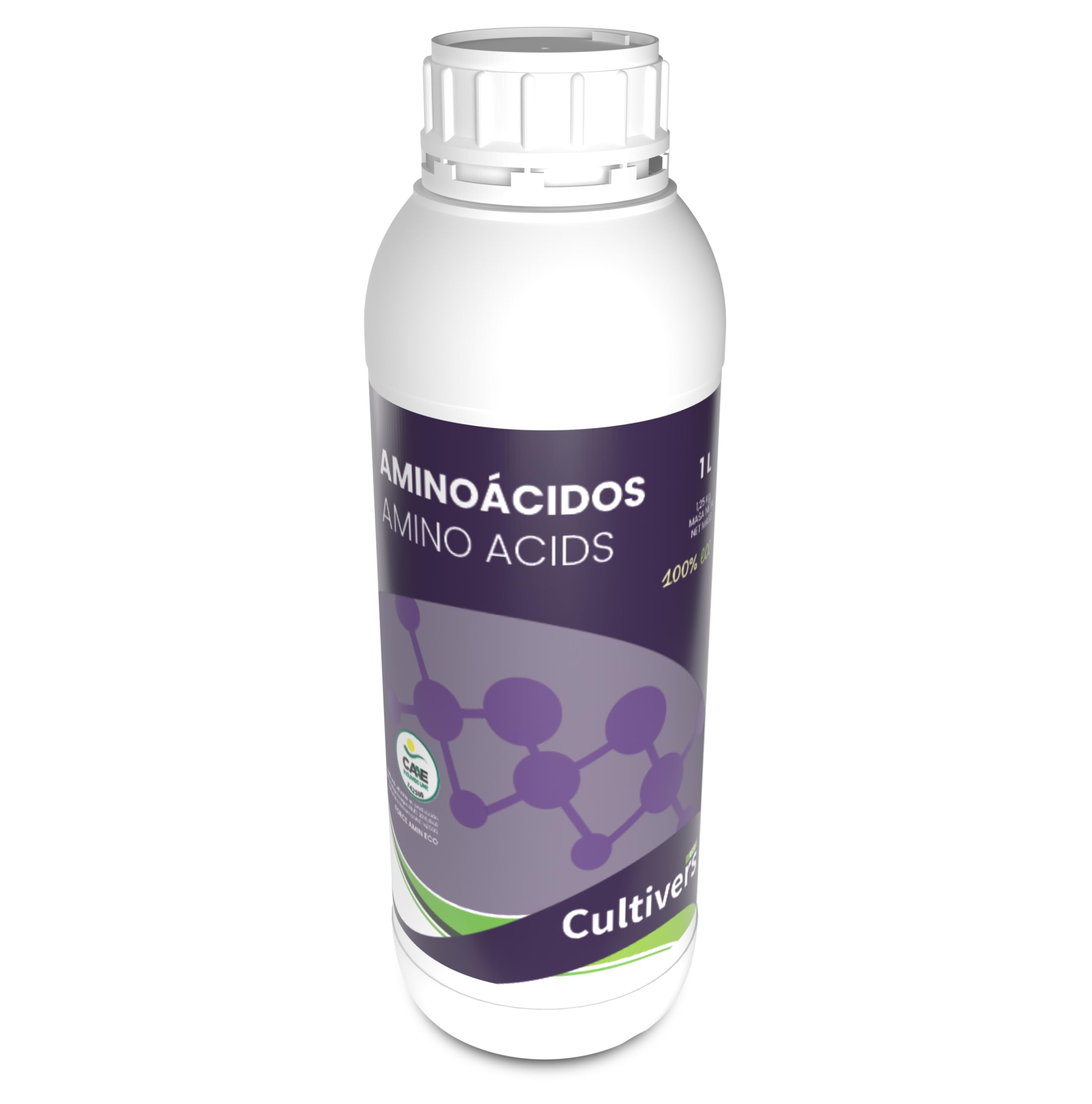 CULTIVERS Abono de Aminoácidos Vegetales de 1 L. Fertilizante potenciador del Crecimiento de tu Plantas en Exterior e Interior. Fertilizante Aumenta la productividad.