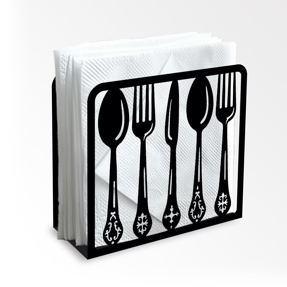 Porte-serviettes design en métal noir mat, décoration minimaliste pour buffet