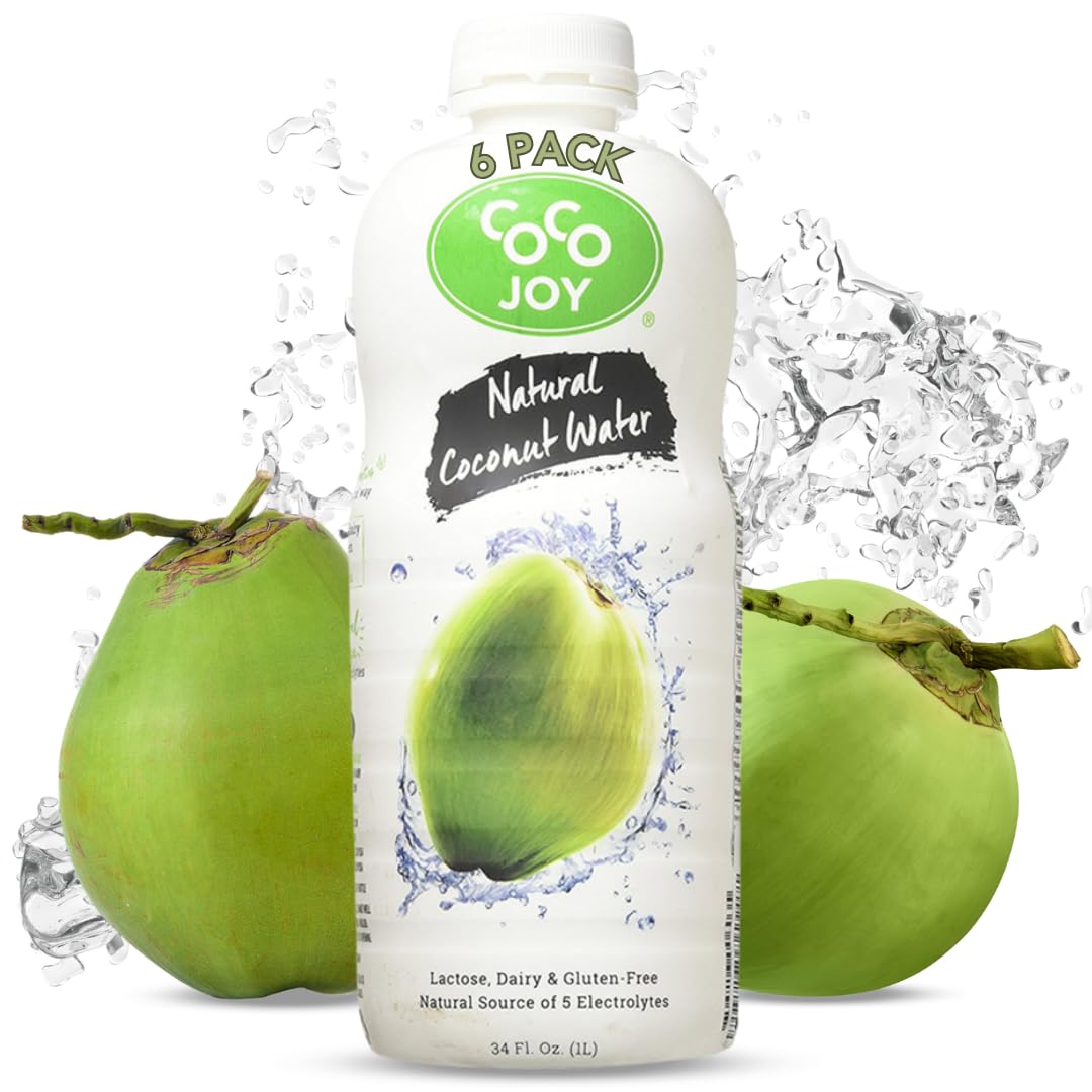 CoCo Joy Natural Coconut Water, Low-Calorie, High-Calcium, Nutrient-Rich Drink 6 pack
