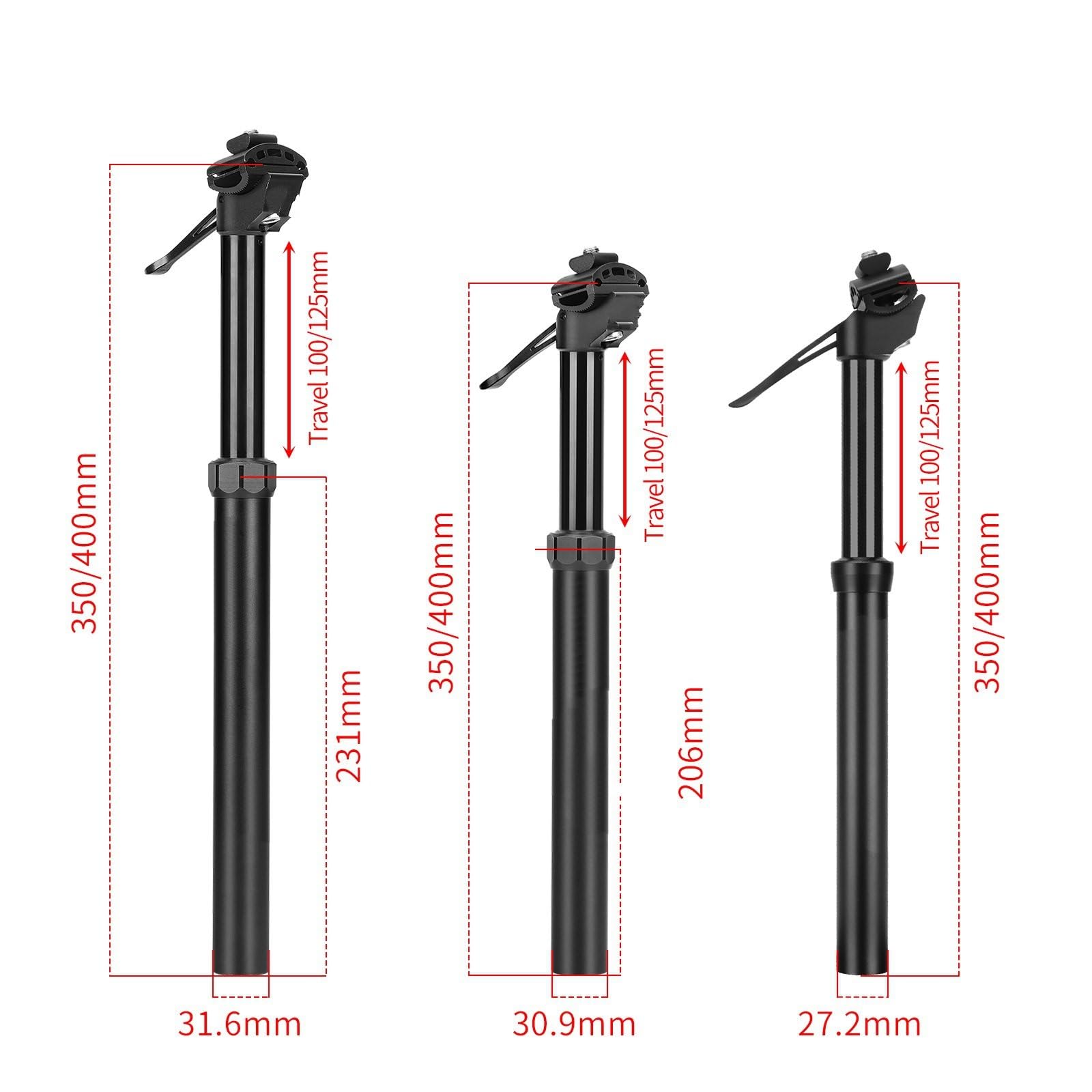 Reggisella Per reggisella telescopico MEROCA Mtb Reggisella per bicicletta | Strada regolabile in altezza idraulica da 30,9 mm \ 31,6 mm
