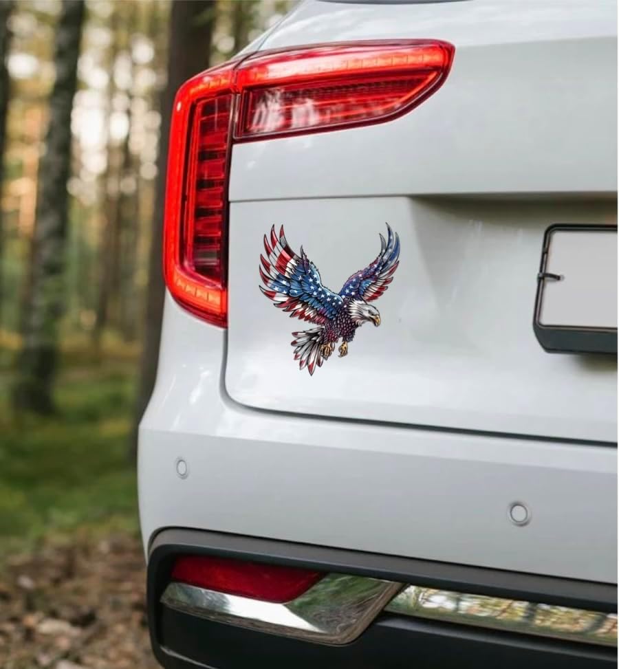 American Eagle Car Sticker with Flag, Patriotic USA Decal, Eagle with American Flag Vinyl Sticker for Cars, Trucks, Laptops, and More. USA Pride and Freedom Inspired Design, Durable, Weatherproof - Image 2