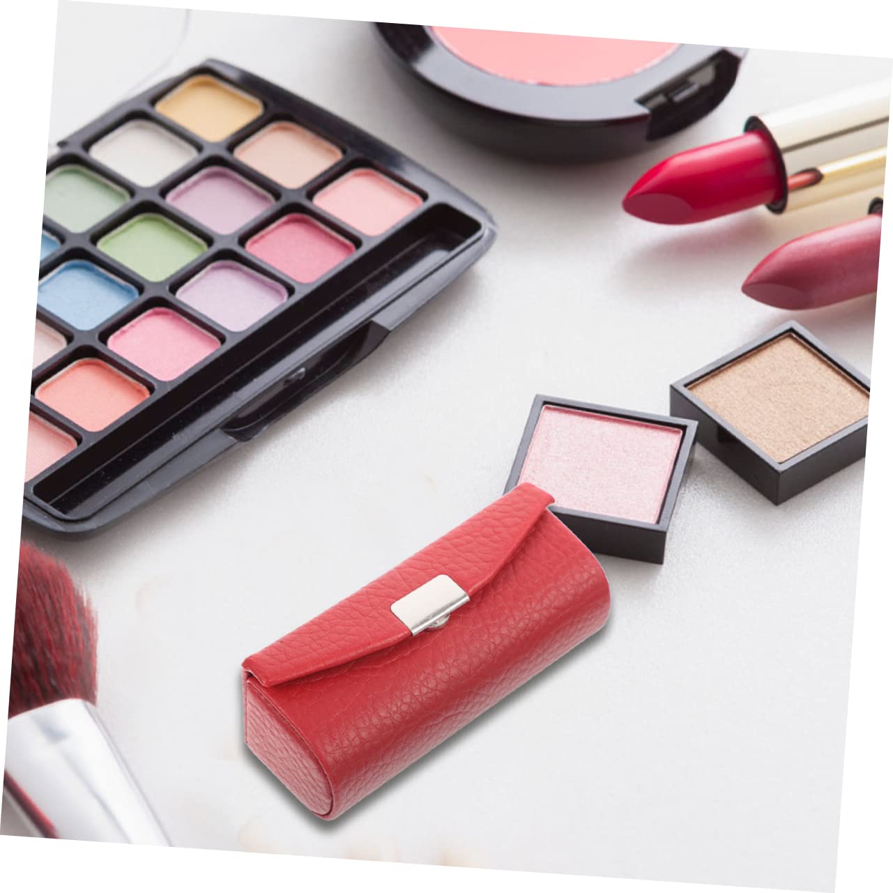 minkissy 6piezas Estuche De Lápiz Labial De Cuero Compacto y Ligero para Viajes y Almacenamiento De Labiales Diseño Elegante y Funcional Cereza Textura De Lichi