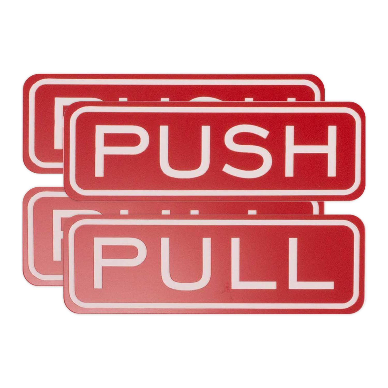 All Quality Classic Horizontal Push Pull Door Signs - Easy to Install | Durable Door Safety Signs (Red) - Large (2 Sets)