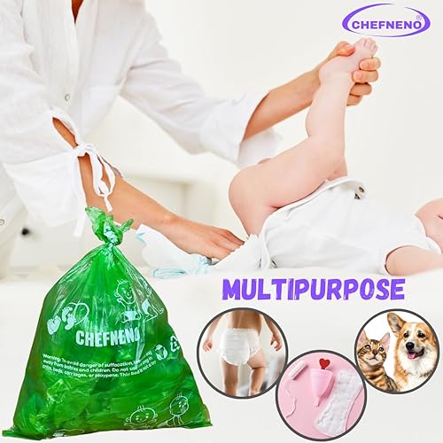 Miniatura 4 de Bolsa de pañales para bebé, desechable, biodegradable, perfumada a lavanda, 32 rollos de repuesto con dispensador (576 sacos), saco de pañales