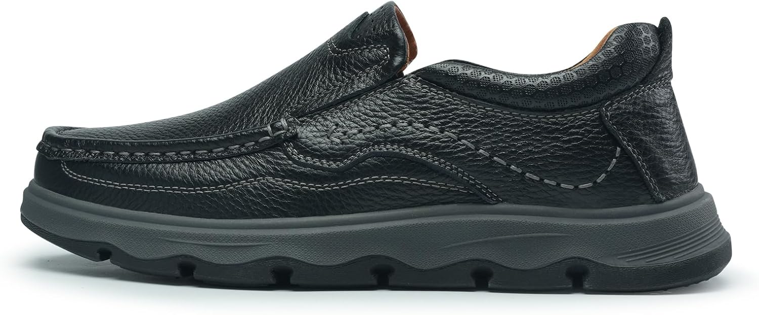 Mens Slip On Casual Loafers Classic Outdoor Leather Walking Hiking Dress for Work Office Shoes Comfortable - Image 6