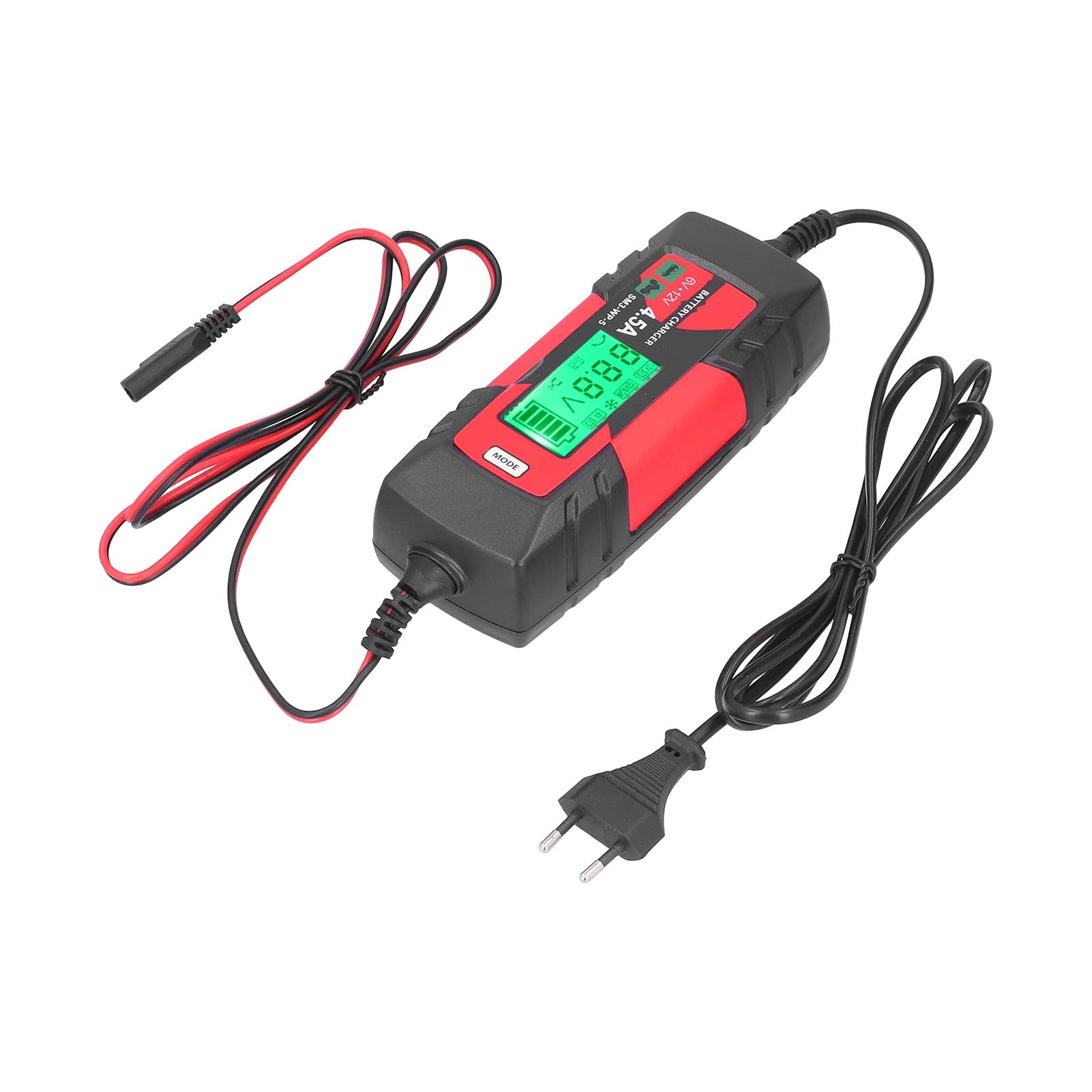 Caricatore della Batteria per Auto 12 V, Manutentore della Batteria Intelligente Automatica con Display LCD, per Batterie Gel AGM Standard 1,2a a (Plug 220-240 V.)
