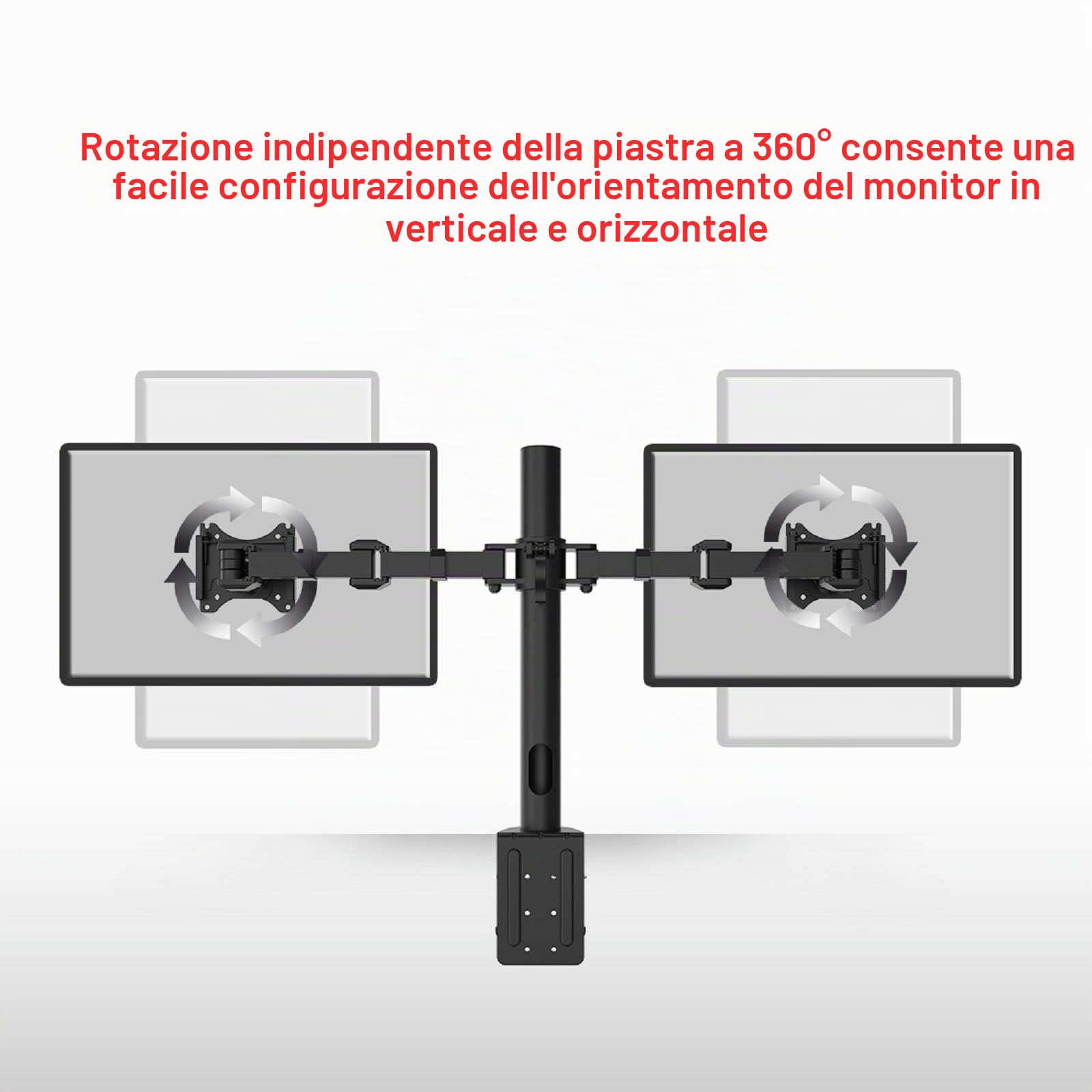 Fleximounts D1D Supporto Doppio Monitor per Schermo LED LCD da 10 a 27 Pollici Braccio Monitor Regolabile in Altezza Dimensioni VESA 75x75-100x100mm