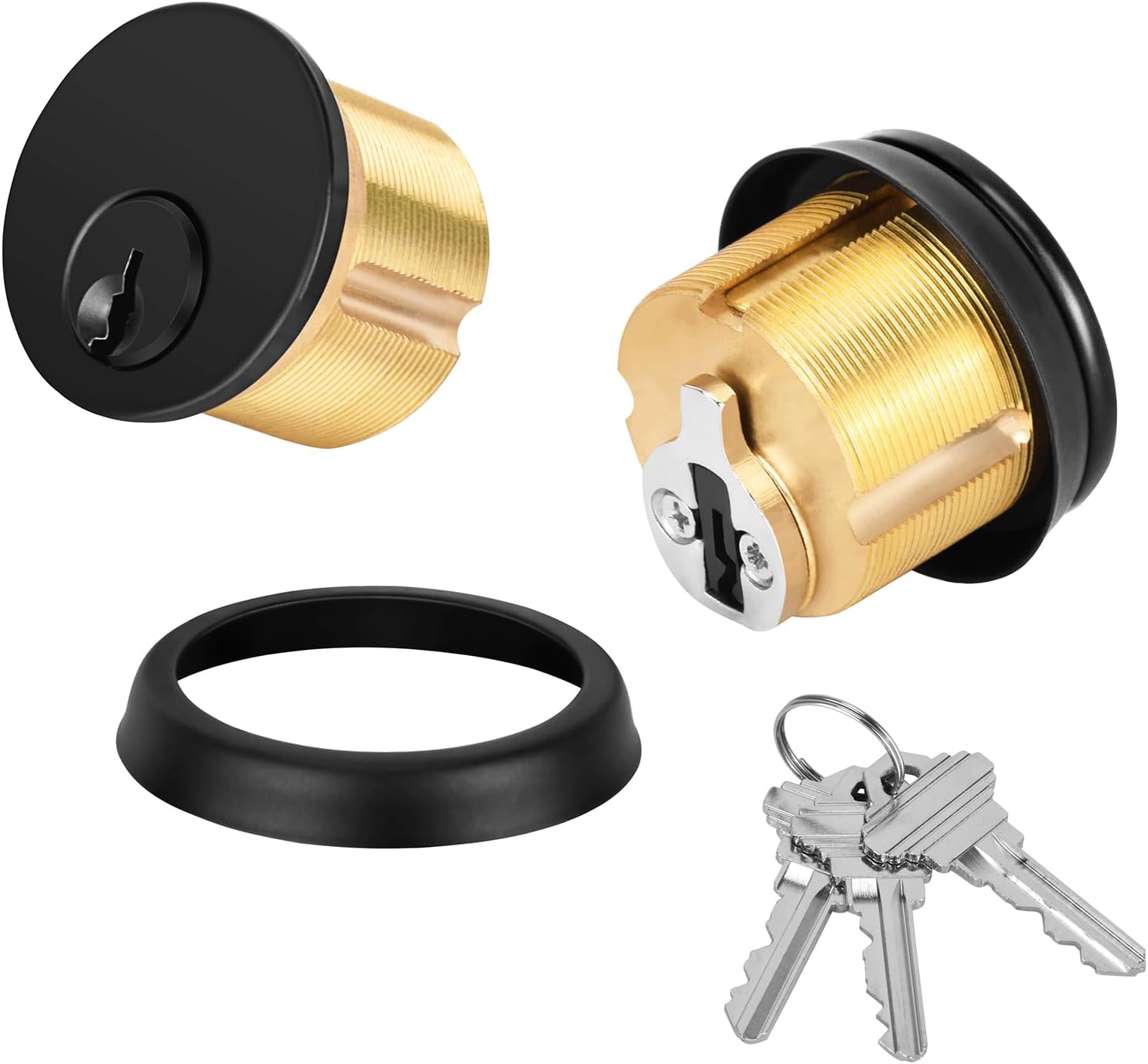 Reetometal Brass Mortise Lock Cylinder for Standard Commercial Storefront Door Lock Replacements with 3 Keys, Adams Rite Style Cam