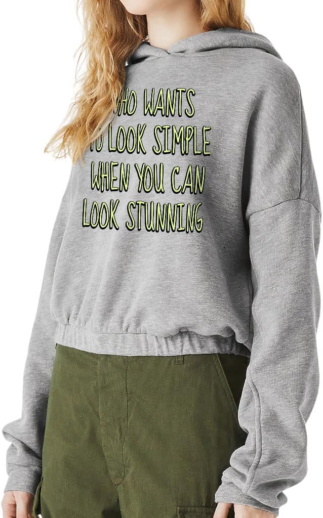 Look Stunning Cinched Bottom Hoodie - Bright Women’s Hoodie - Word Print Hooded Sweatshirt