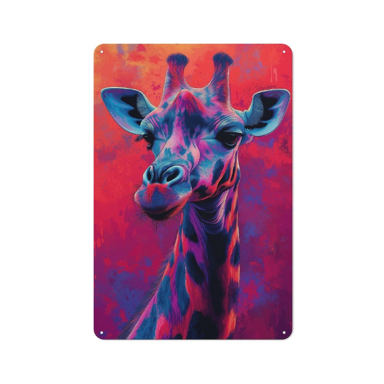 Junmoney Style-19 Garage Style Colorful Giraffe Portrait Retro Metal Sign 30X20cm, Workshop Wall Decor For Tool Room, Garage, Studio Or Home Bar