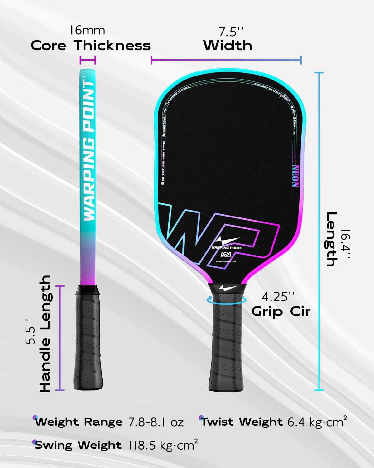 Warping Point Neon Gen 3 Pickleball Paddle, UPA-A Approved, Triple