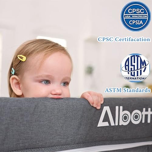 Miniatura 5 de Albott Corralito plegable para bebés y niños pequeños de 74 x 74 pulgadas, patios de juegos para bebés, valla portátil para bebés (grande, gris