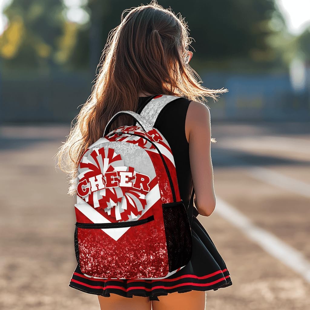 Cheer Backpacks for Cheerleaders, Cheerleading Backpack 16.5in, Cheerleader Gifts for Team (Silver&Red) - Image 6