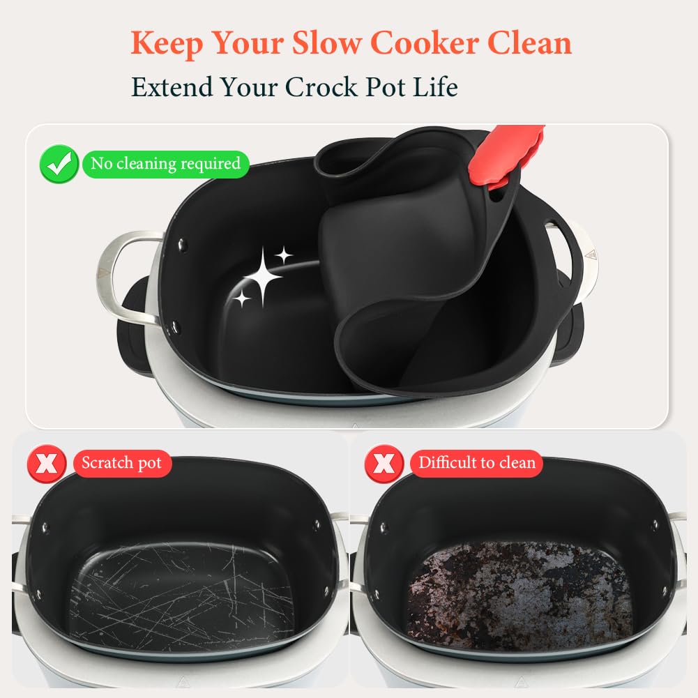 Revestimientos de silicona para olla de cocción lenta compatibles con Ninja Foodi Possible Cooker Pro de 8.5 cuartos de galón MC1000, MC1001, serie MC1010, 2 forros reutilizables para ollas 2