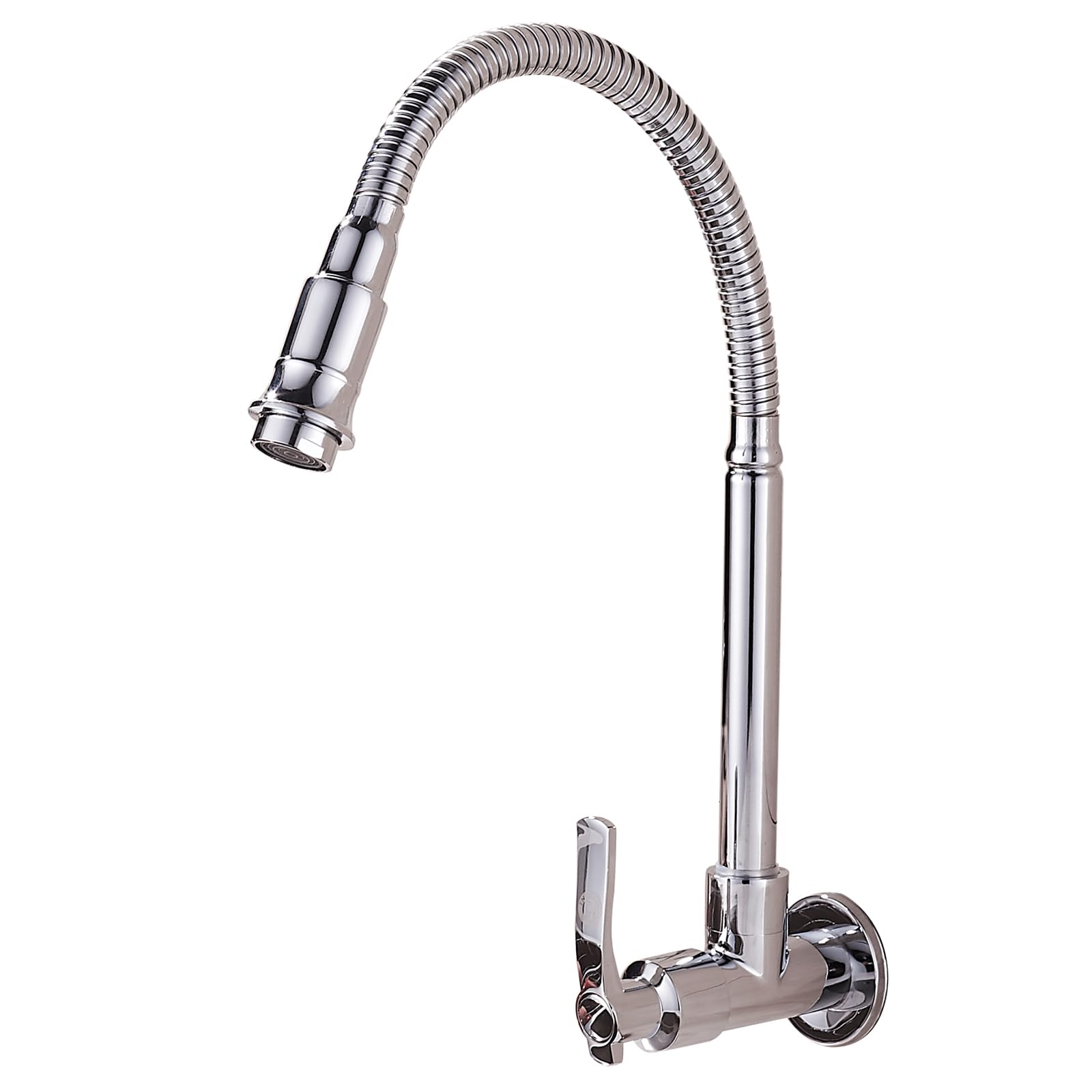 Inchant - Grifo de pared para cocina con agua fría, acabado cromado y cuerpo de latón, giratorio 360°, giratorio