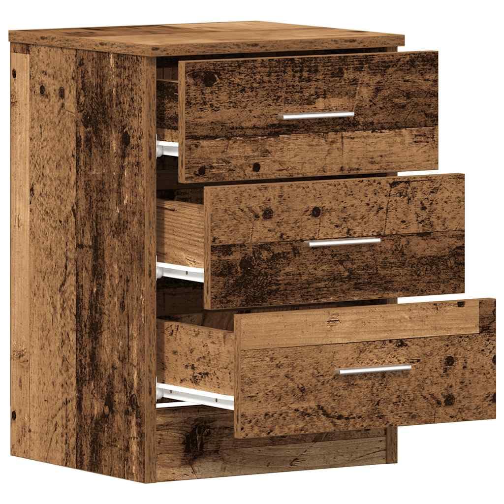 vidaXL Mesitas Noche 2uds Madera contrachapada Madera Vieja 38x35x55cm, mesita de Noche, Mueble de Cama, Mesa Auxiliar para Dormitorio