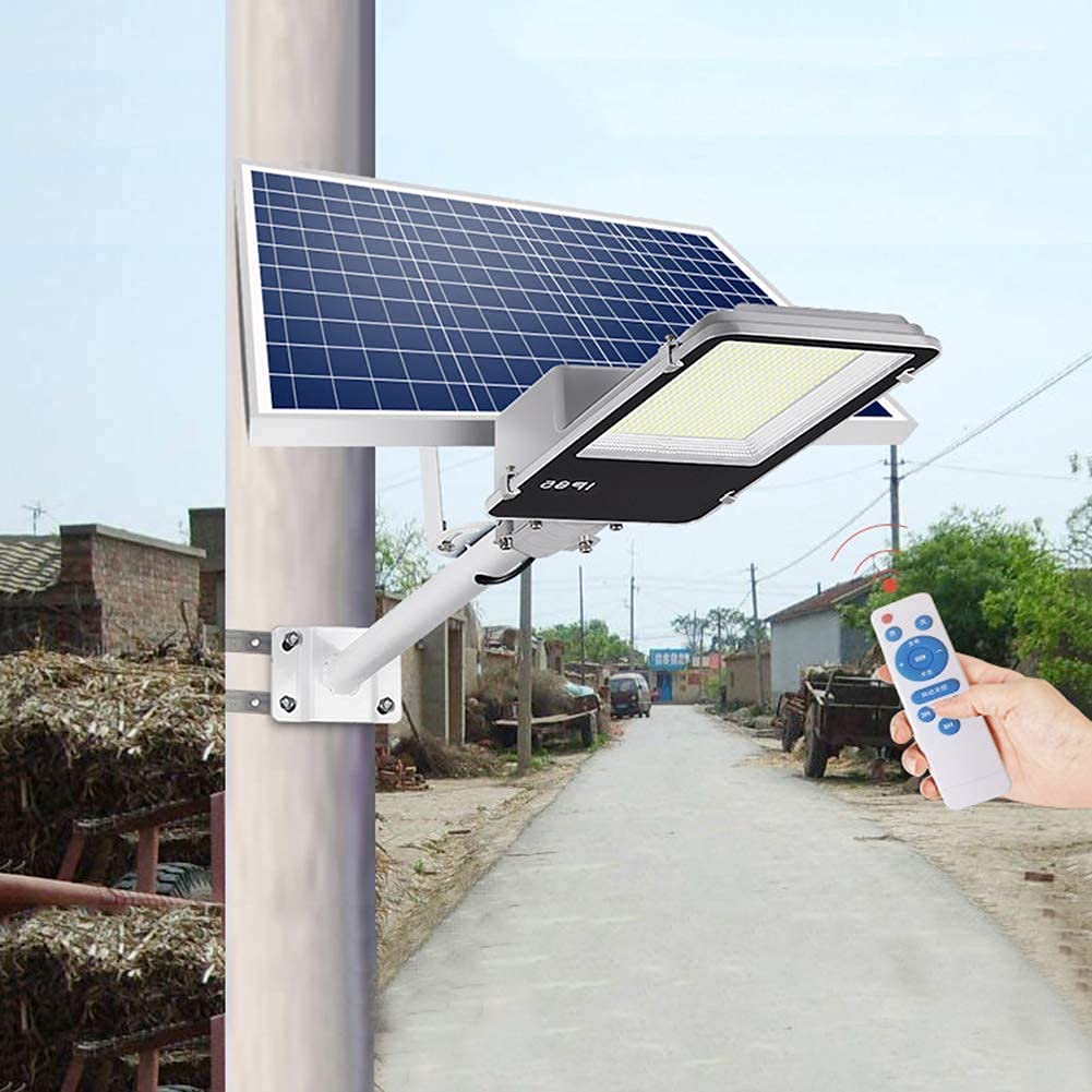 Lampione da esterno, lampione solare a LED da giardino, 500W 600W 1000W 1200W Palo luminoso da esterno dal crepuscolo all'alba con telecomando, impermeabile, ideale per parcheggio, stadio, cortile