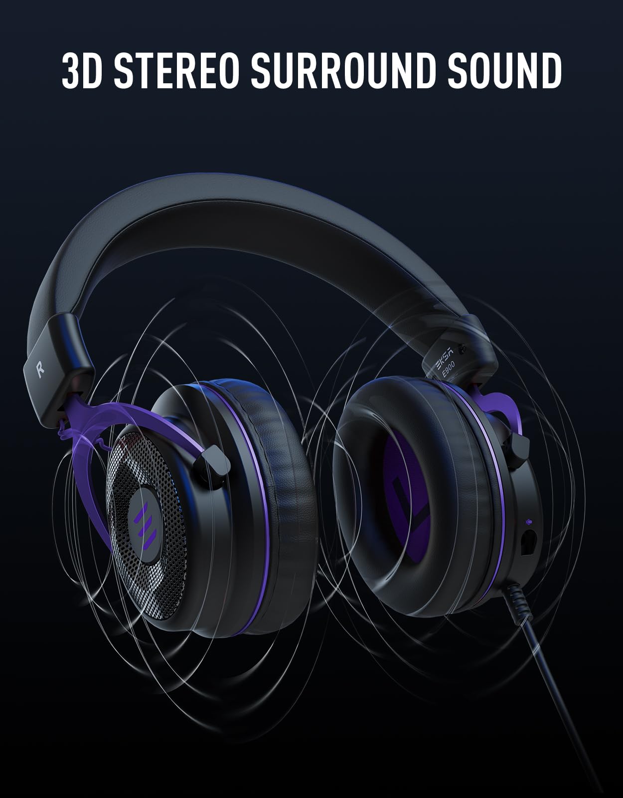 EKSA Casque Gaming, Casque Gamer avec Micro Antibruit Enfichable, Casque PC Son Stéréo Bass 3.5mm, Casque Audio pour PC PS4 PS5 Switch Xbox One