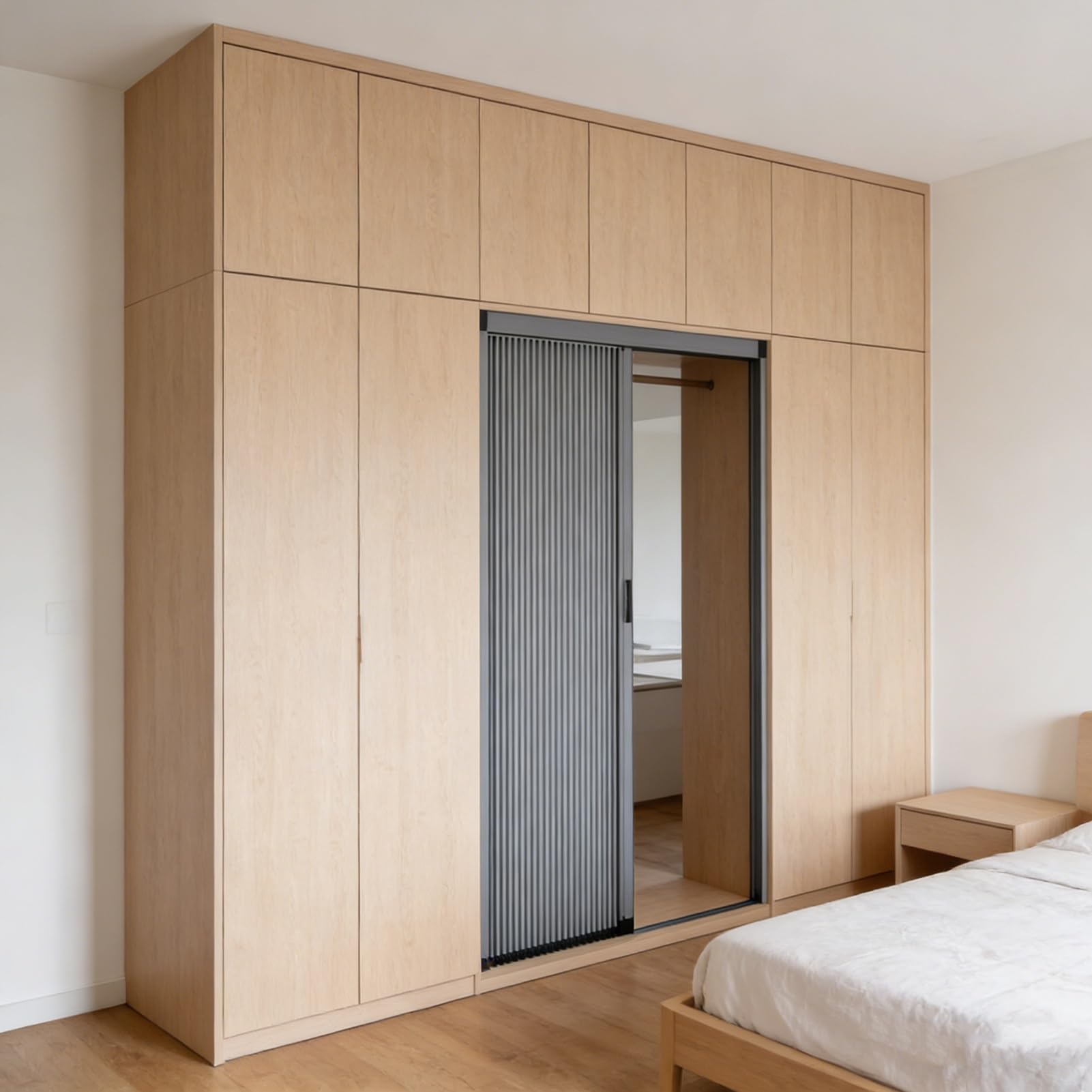Individuelle Schiebetür Falttür, Bohrerlose Innen-Akkordeontür Mit Griff, Ausziehbares Insektenschutzgitter Im Scheunentor-Stil Für Schlafzimmer, Badezimmer