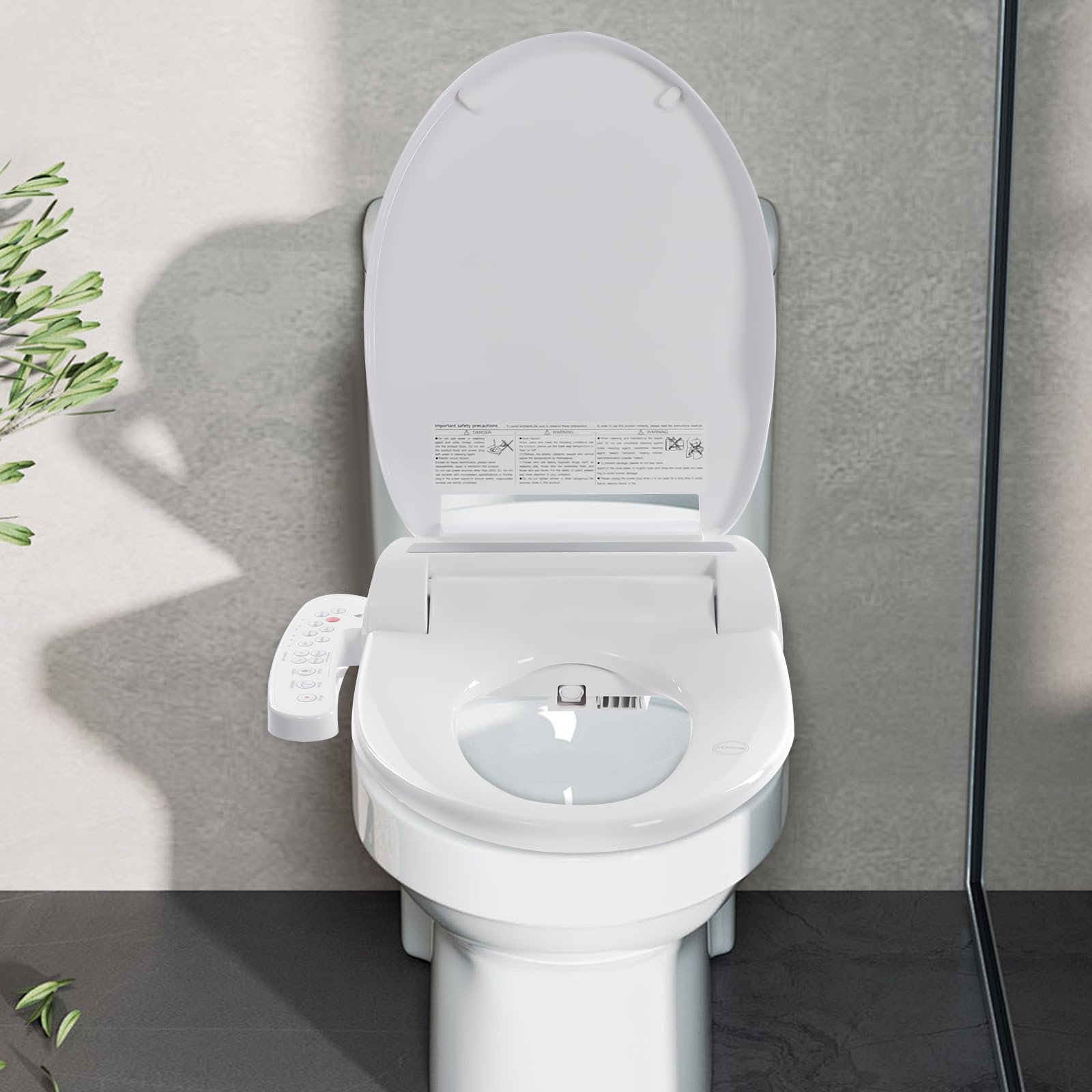 Asiento de bidé inteligente para inodoro con bidé, con luz nocturna LED, color blanco