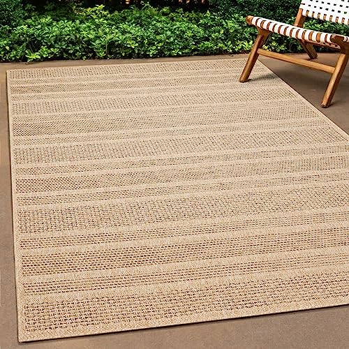 Teppich-Traum Außenteppich Outdoorteppich Jute-Look robust modern wetterfest Balkon Terrasse Garten...