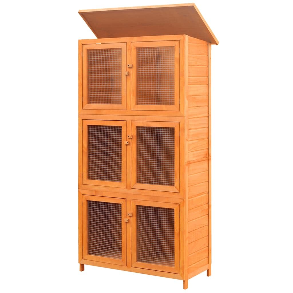 Conigliera a 6 Stanze in Legno di Abete, 102 x 48 x 180 cm