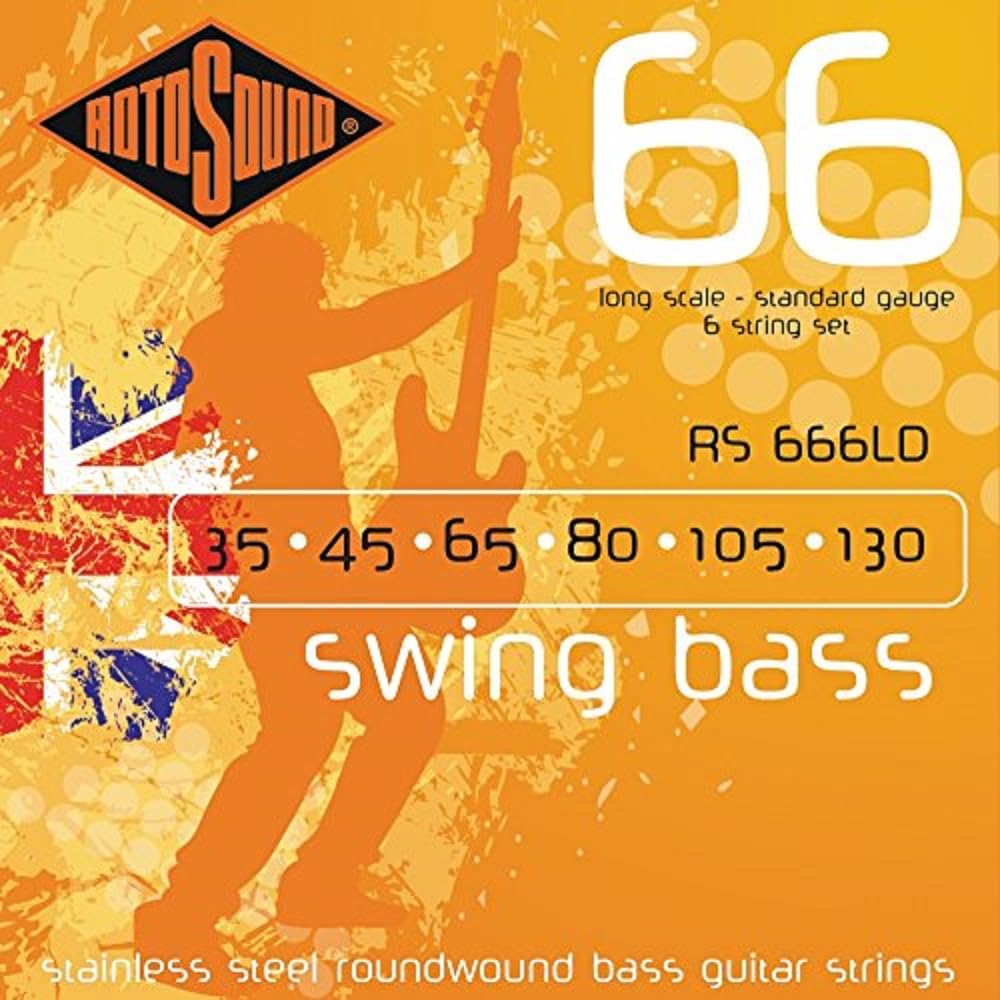 Rotosound Struna do Basu Elektrycznego SWING 66 STAINLESS SETS 6-strunowe RS666LD Stainless Stainless 35-130