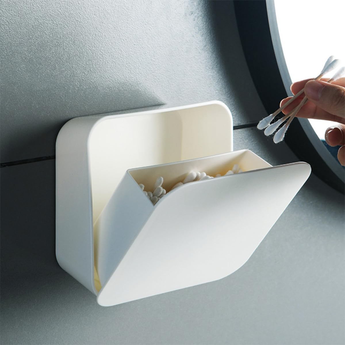 Didiseaon Scatole Portaoggetti da Parete 2 Pezzi senza Foratura per Bagno e Cucina, Contenitori Salvaspazio Multifunzionali in Plastica Sigillata, Organizer Bagno Resistente alla Polvere