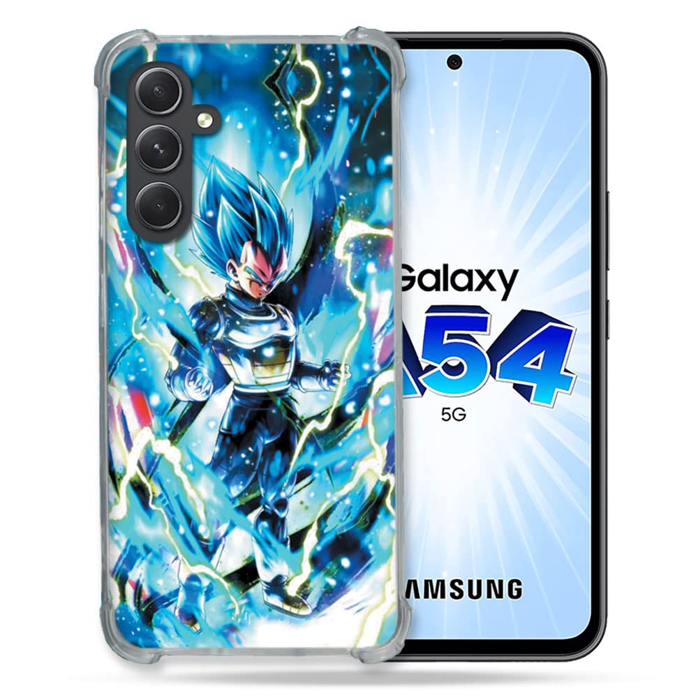 Cokitec Reinforced Tempered Glass Case for Samsung Galaxy A54 5G Manga Dragon Ball Vegeta Blue