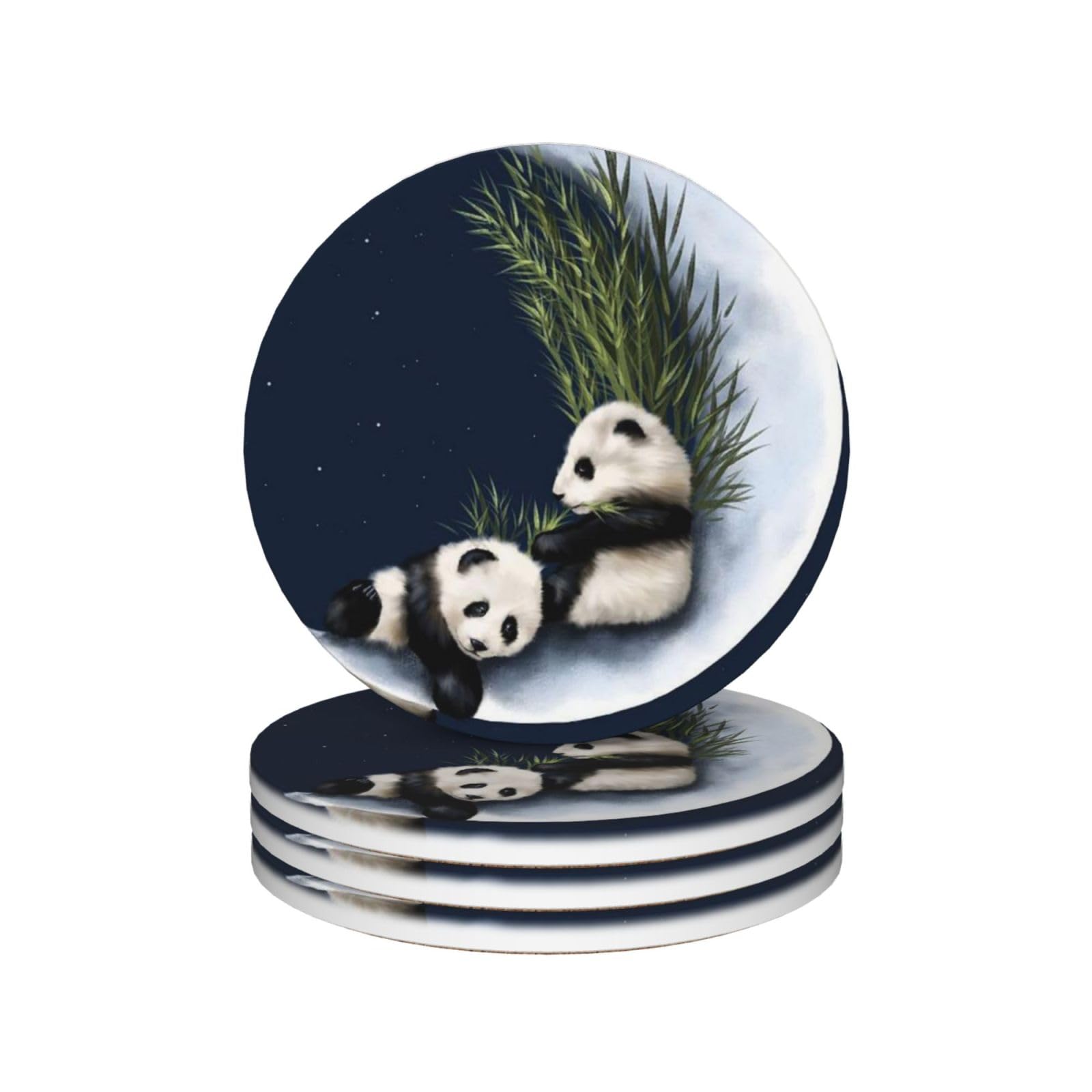 Dessous de verre panda céramique pour éviter les taches d'eau sur vos meubles en bois