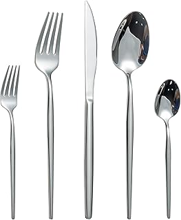 LAZAHOME Cutlery Set, 30-Piece Cutlery Set for 6 People with Knife, Fork Spoon, Stainless Steel Cutlery for Family/Party/Hotel/Restaurant, Silver Tableware, Mirror Polished & Dishwasher Safe
