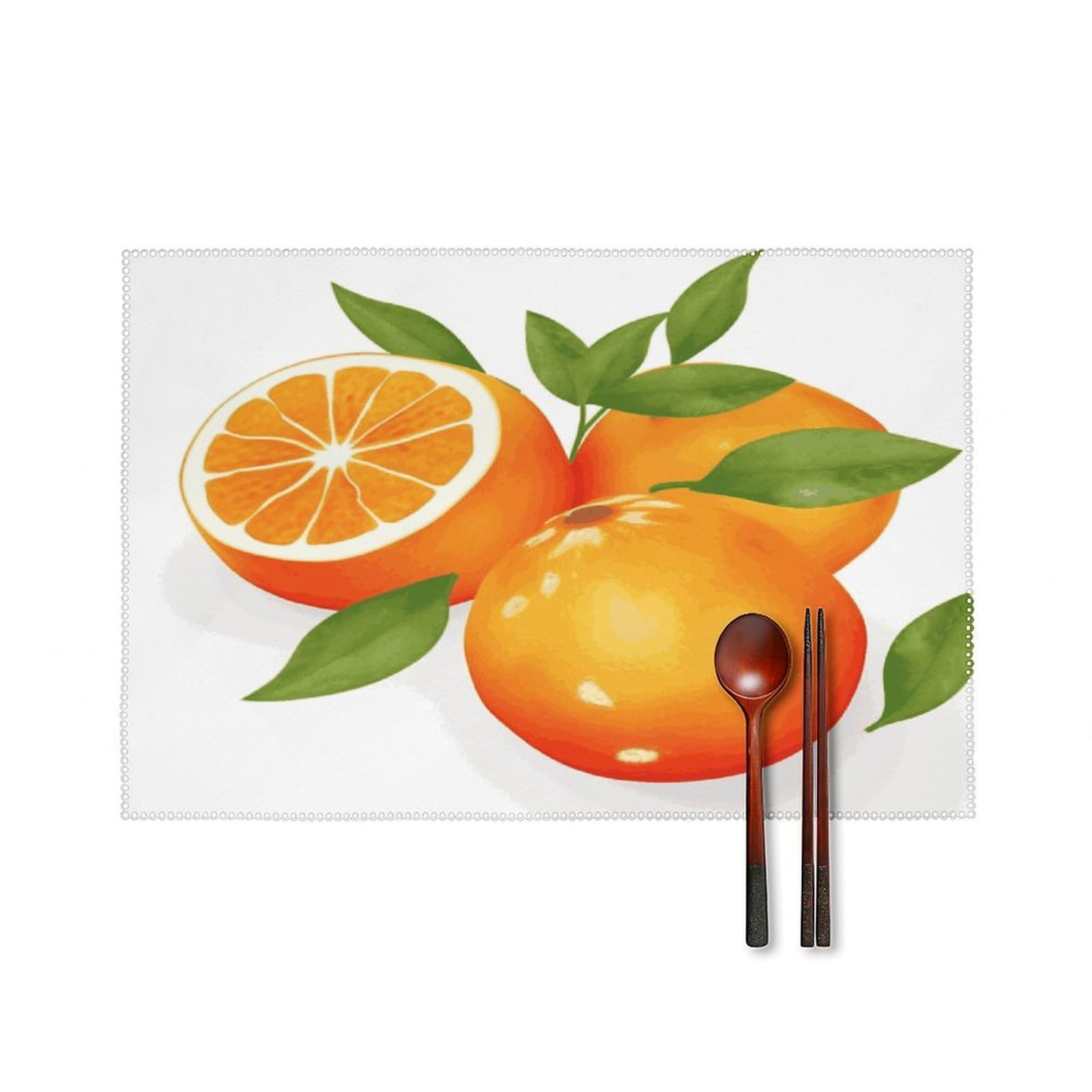 Fekiloot Style Orange Citrus Placemats Set Of 6,Table Mat