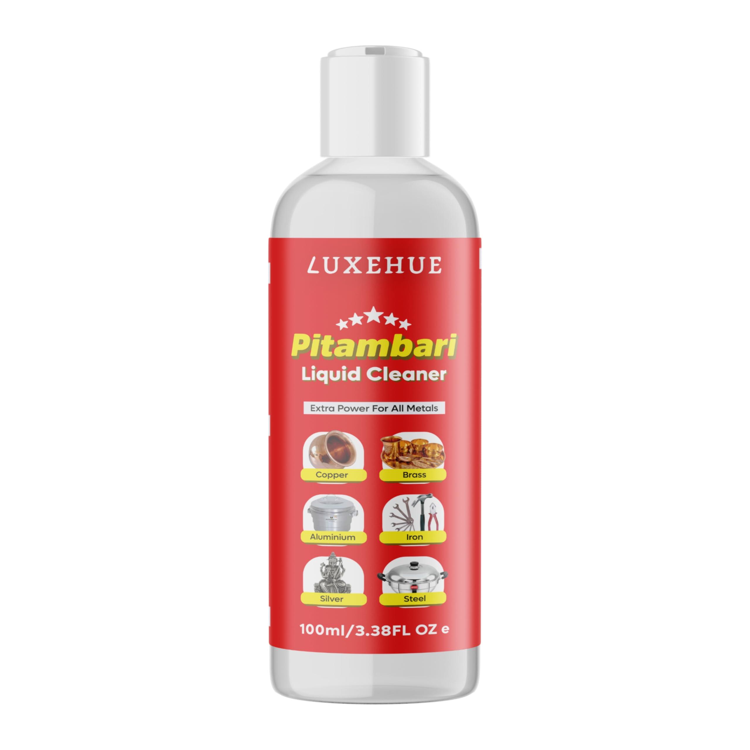 LUXEHUE Pitambri Shining Liquid Cleaner For Six Metals, Copper & Brass Shine Liquid for Puja Utensils for clening-100ML(Pack of 1) (B0D7SQ64H3) Amazon Price History, Amazon Price Tracker