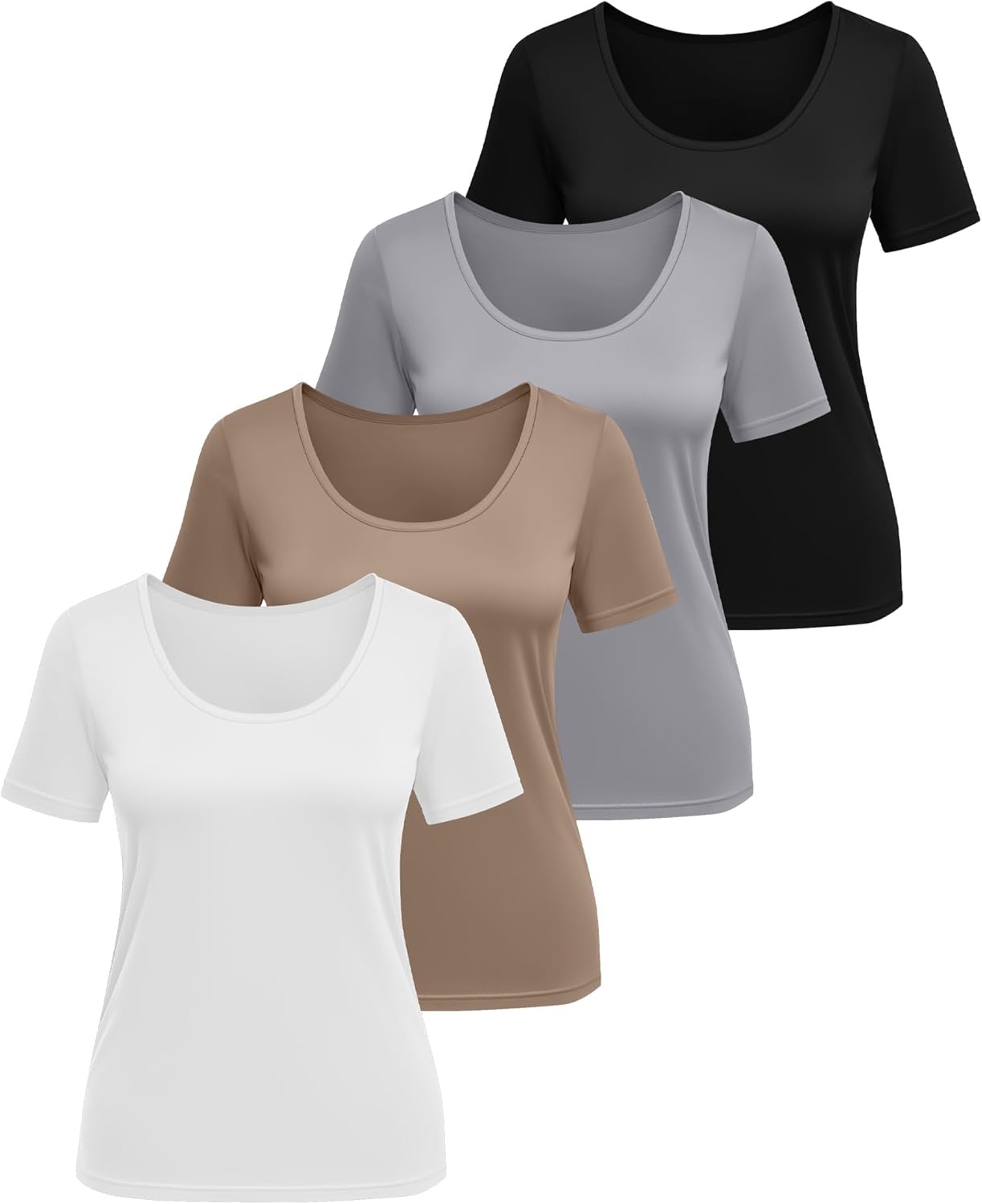 Ficerd 4 Pack Women's Scoop Neck Loose Fit T Shirts Basic Casual Short Sleeve Tops Soft Layer Summer Tees - Image 4
