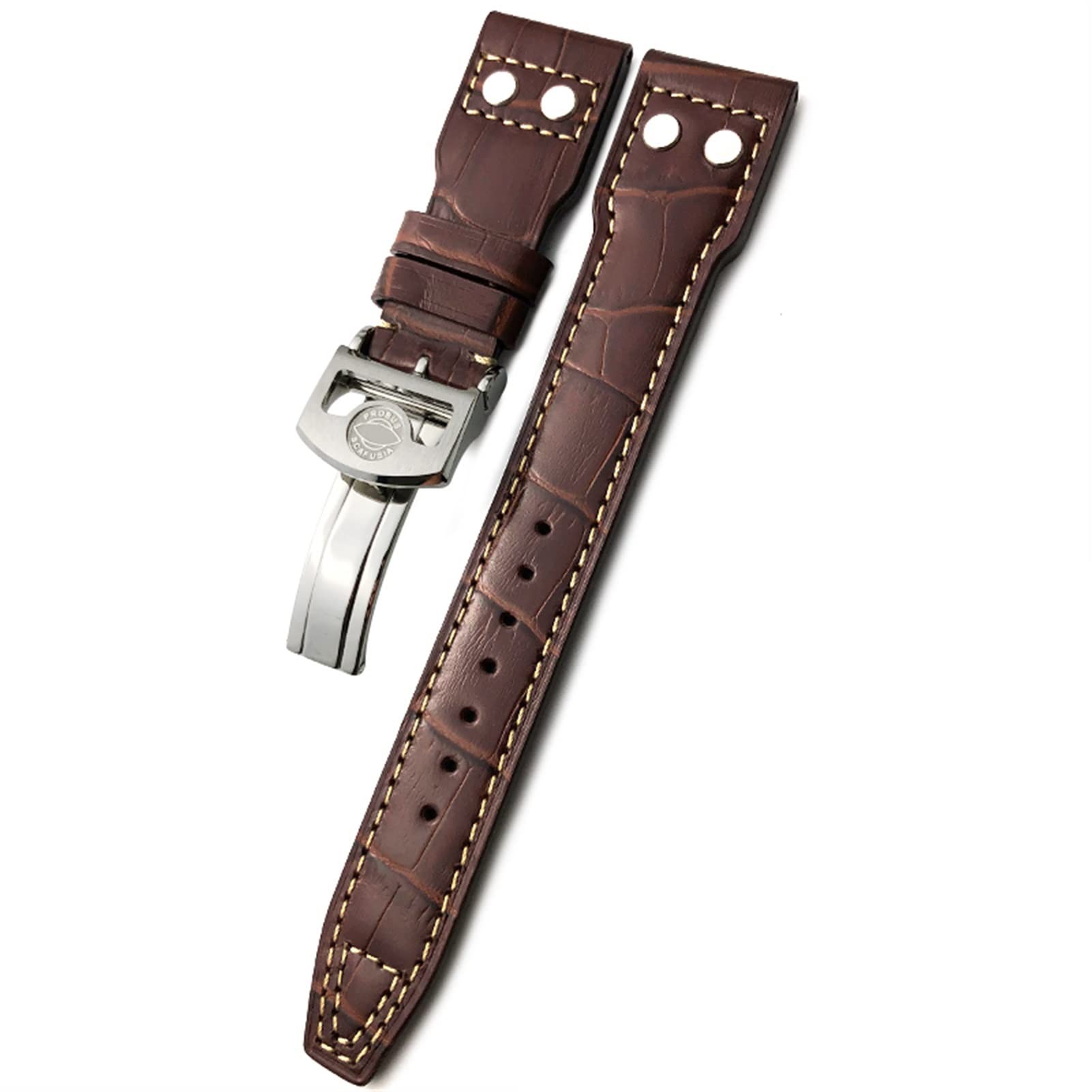 Bracelet montre cuir marron 22mm à rivet pour accompagner votre montre aviateur IWC