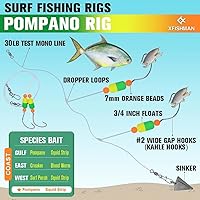 Vista 2 de Aparejos Pompano para Pesca de Surf en Agua Salada con Gancho de Doble Círculo y Espacio Amplio - Juego de 6 Accesorios de Pesca de Surf