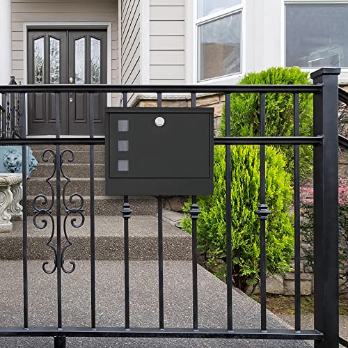 LAND·VOI Locking Mailbox Wall Mounted, Metal Postbox with Three Sets of Mail Box Number Stickers, 4 Keys, 14.4" x 4.5" x 11.2", Large Capacity, Black, AMB11B by LAND·VOI - Image 5