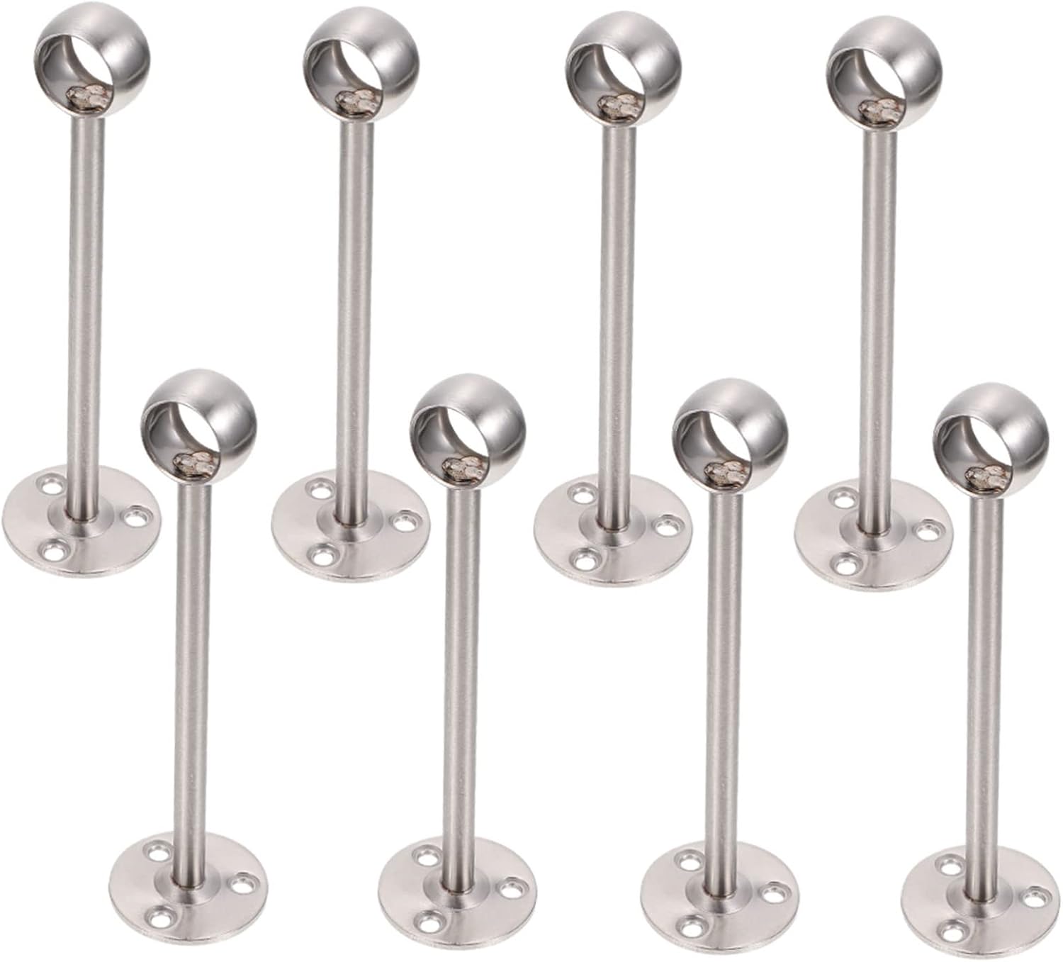 MAGICLULU 8Pcs Stainless Steel Ceiling Mount Brackets for Curtain Rods Heavy Duty Support Hooks for Closet and Wardrobe Rod Holders to Prevent Sagging Living Room Bedroom