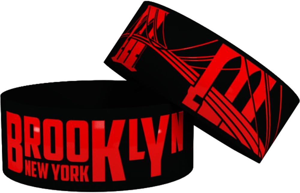 2 Brooklyn NY Wristbands with Bonus Storage Cases • Silicone Rubber Wristbands/Baller Bands (1 inch Wide)
