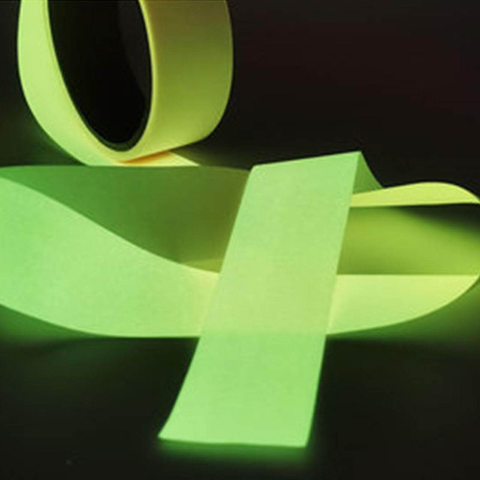 Taśma świecąca w ciemności, 3 cm x 5 m, nieprzylepna, fluorescencyjna, lniana, zmywalna, świecąca wstążka, artykuły imprezowe do samodzielnego znakowania, pakowanie prezentów(Yellow,4PCS)