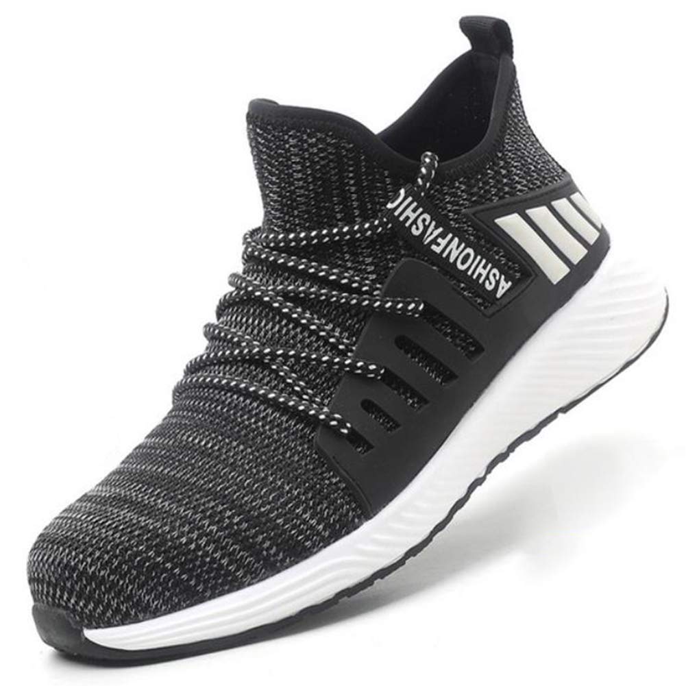 CanKun Men Safety Shoes,Steel-Toed Shoes Kevlar Midsole Work Shoes Anti-Smashing Sneakers Breathable Protective Shoe,Black,38