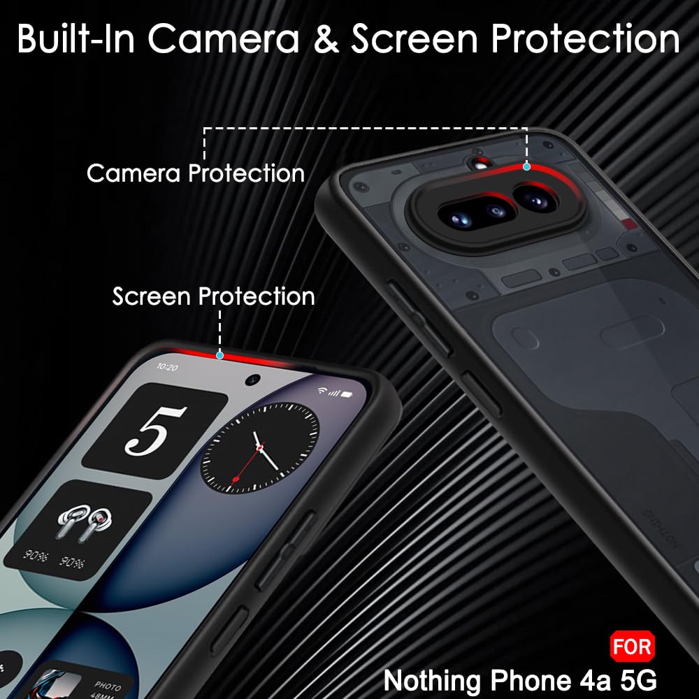 TheGiftKart Hybrid Shockproof Back Cover Case for Nothing Phone 4a 5G | Hard Back Cover Case for Nothing Phone 4a 5G (PC & TPU, Translucent Smoke Matte Back, Black Sides) — Amazon image 4