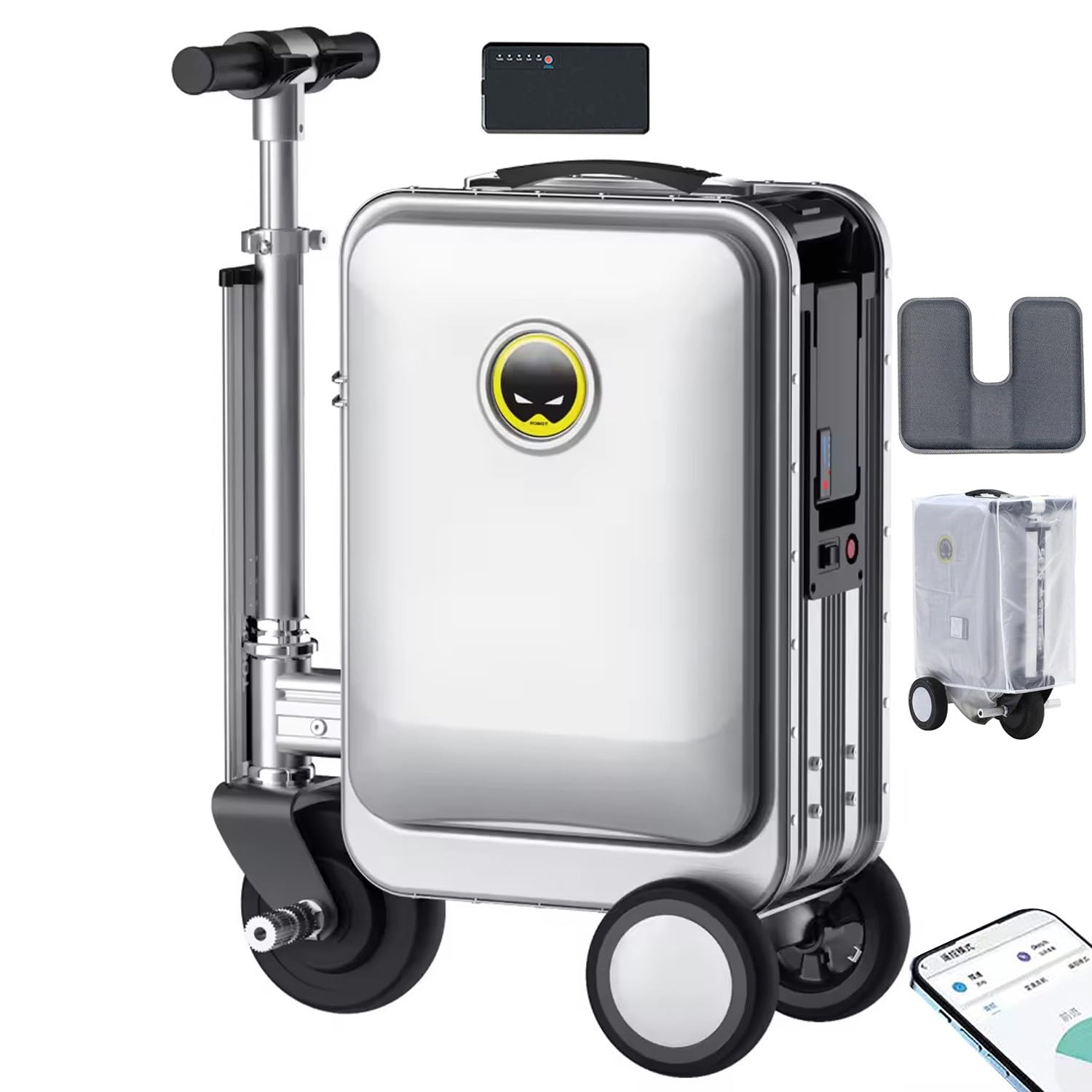 SE3S Smarter Selbstfahrender Koffer – 20 Zoll, APP-Steuerung, 110 Kg Tragkraft, Mit Sitzfunktion