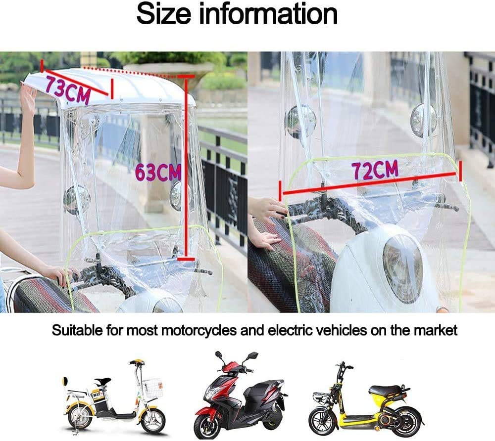 Copertura Parasole per Moto elettrica, Copertura Antipioggia per Mobilità Ombrello Scooter Impermeabile, Copertura per ombrellone per tettuccio per Auto con Batteria (Bianco Senza Specchio)