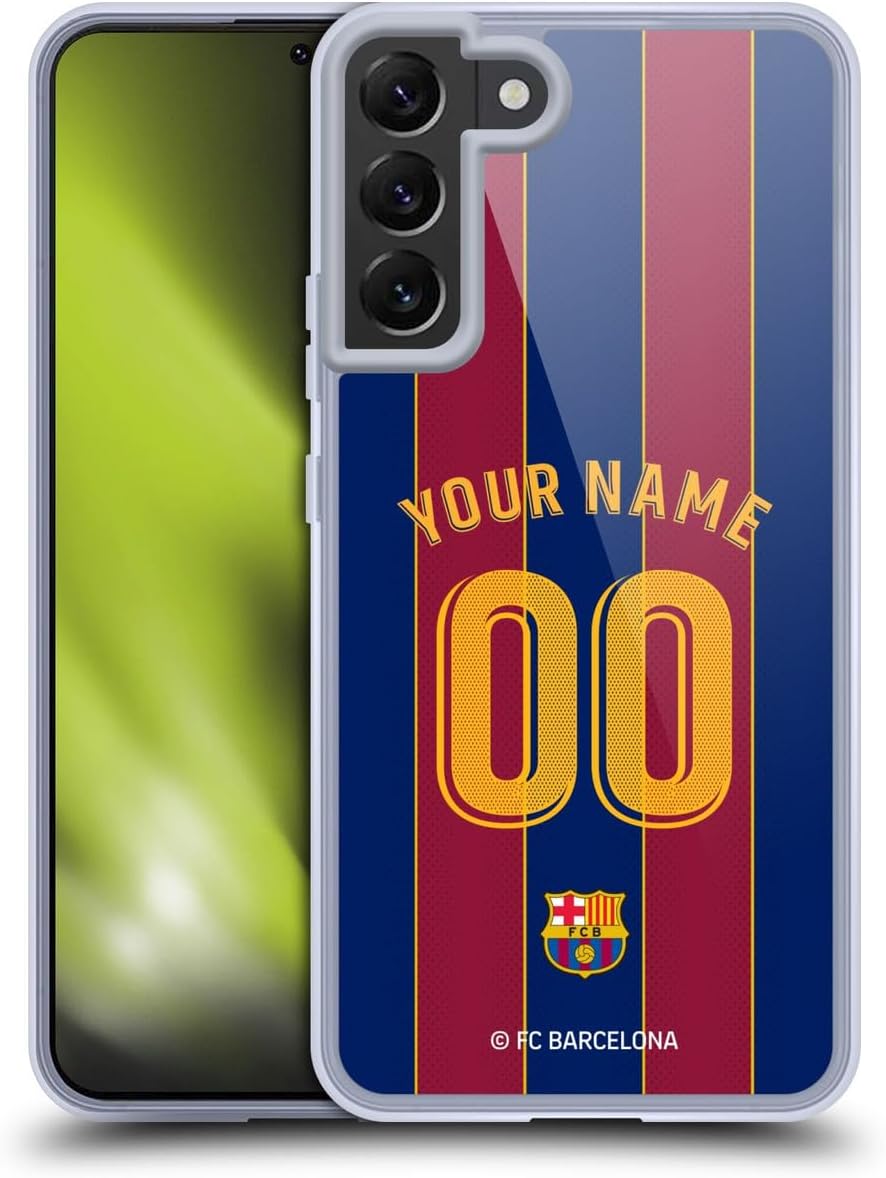 Custom Customised Personalised FC Barcelona Home 2020/21 Kit Gel Case [Military Grade Protection] Compatible with Samsung Galaxy S22+ 5G