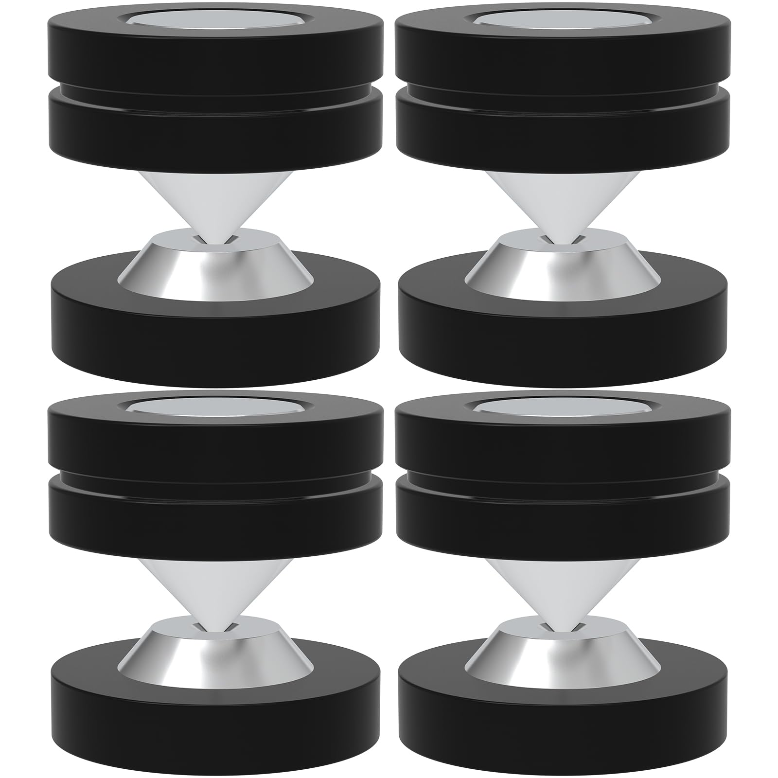 Monosaudio 4 Stück HiFi Lautsprecher Spikes 39×39mm Gerätefüße POM Einstellbare Höhe Lautsprecherständerfüße Stoßdämpfer Pads Isolationsfüße Untersetzer für Verstärker Subwoofer DAC und Plattenspieler