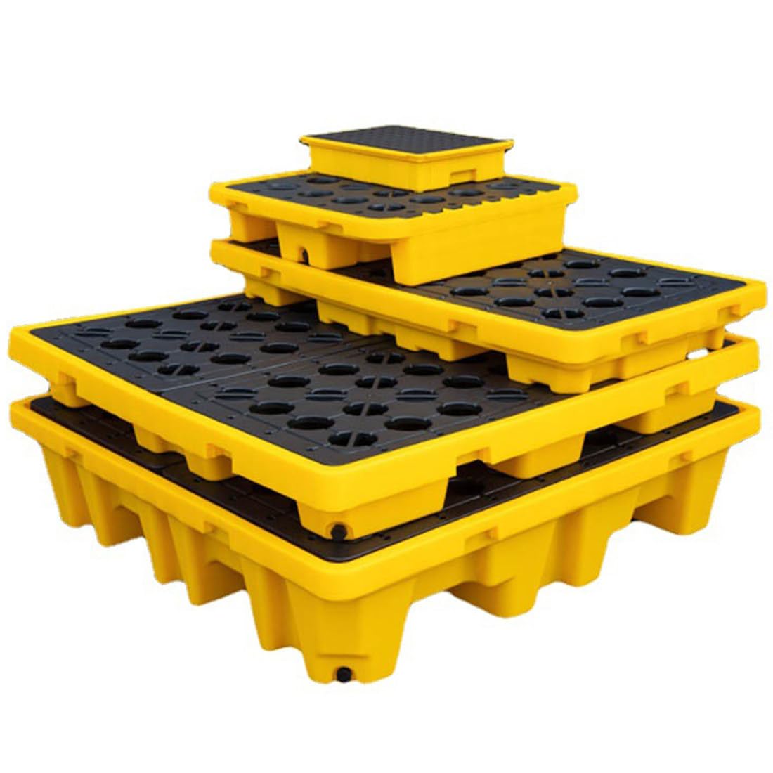 Vasca di Raccolta Fusti, Piattaforma di Contenimento Anti-Sversamento con Griglia, Pallet a Piattaforma Modulare Vassoio Antiperdita,72 * 72 * 16cm