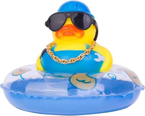 MuMyer Decoraciones de pato para tablero de automóvil adornos de goma para decoración de tablero de automóvil accesorios con mini anillo de natación