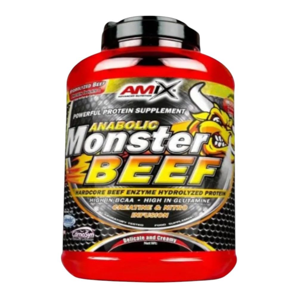 Amix - Monster Beef Protein - Suplemento Alimenticio - Mejora del Rendimiento - Proteína de Suero - Glutamina en Polvo - Nutrición - Proteína de Ternera - Sabor Chocolate - Bote de 1 Kg